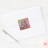 Kerstmis, Madonna en het Kind citeren Rood Groen Vierkante Sticker (Envelop)