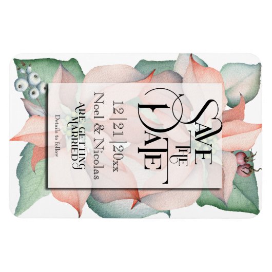 Kerstmis, Magic/Poinsettia Wedding - Bewaar de dat Magneet (Horizontaal)