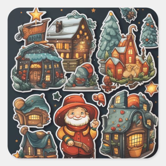 Kerstmis Magisch Vierkante Sticker (Voorkant)