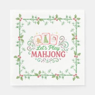 Kerstmis Mahjong Crest Monogram Servet