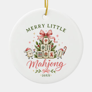 Kerstmis Mahjong Kerstboom Strik Keramisch Ornament