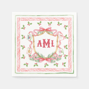Kerstmis Mahjong Monogram Servet