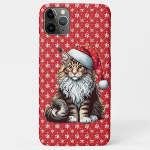 Kerstmis Maine coon kat, Santa Maine Coon kitten iPhone 11 Pro Max Hoesje