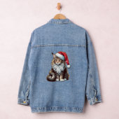Kerstmis Maine coon kat, Santa Maine Coon kitten Denim Jacket (Hangar)