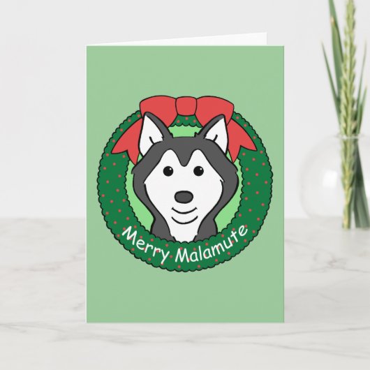 Kerstmis Malamute van Alaska Feestdagen Kaart (Voorkant)