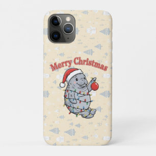 Kerstmis Manatee Schattige Vette Zeekoe Kerst iPhone 11 Pro Hoesje