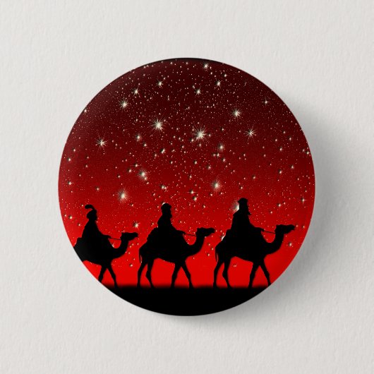 Kerstmis Mannen Red Sky Star Lite avond Ronde Button 5,7 Cm (Voorkant)