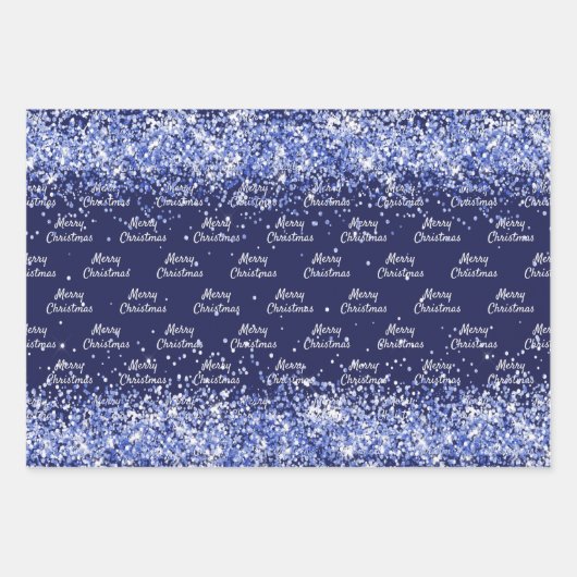Kerstmis marineblauw confetti elegant inpakpapier vel (Voorkant 2)