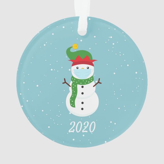 Kerstmis Masker Snowman 2020 Quarantine Ornament (achterkant)