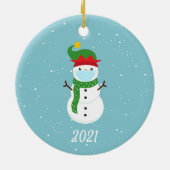 Kerstmis Masker Snowman 2021 Keramisch Ornament (Achterkant)