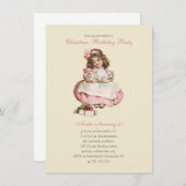 Kerstmis  meisje roze kaart (Voorkant / Achterkant)