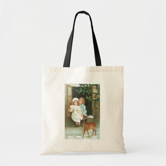 Kerstmis, meisjes, Deer Tote Bag (Voorkant)