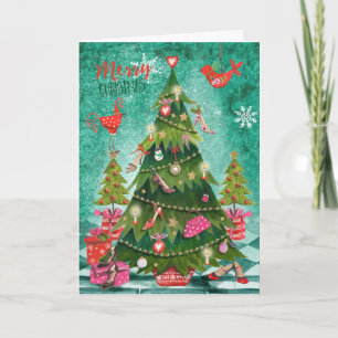 Kerstmis Meisjesachtige Kerstboom Wenskaarten Feestdagen Kaart