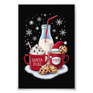 Kerstmis Melk en Cookies Latte Familie Xmas Foto Afdruk