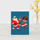 Kerstmis meneer Santa mevrouw Claus dansen Afrikaa Kaart (Gele Bloem)