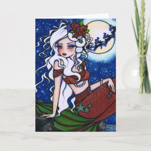 Kerstmis: Mermaid Fantasy Girl Art-kaart Feestdagen Kaart