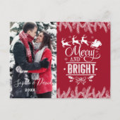 Kerstmis Merry and Bright Script Goud Dennennna Fo Uitnodiging Briefkaart (Voorkant)