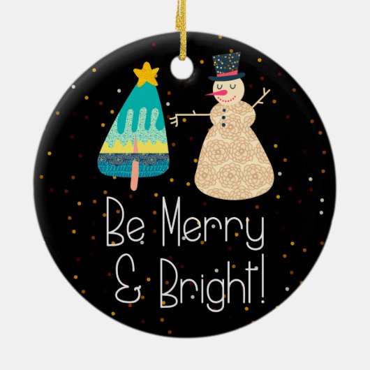 Kerstmis Merry & Bright Snowman Tree Ornament (Achterkant)