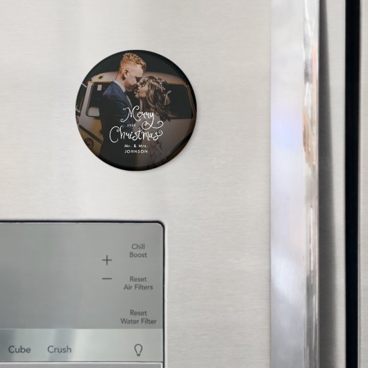 Kerstmis Merry Script  Aangepaste foto  Magneet (Insitu (Koelkast))