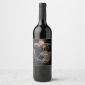 Kerstmis Merry Script Aangepaste foto  Wijn Etiket (Voorkant)