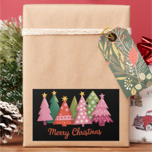 Kerstmis Merry Xmas Bomen Vakantie Preppy Rechthoekige Sticker