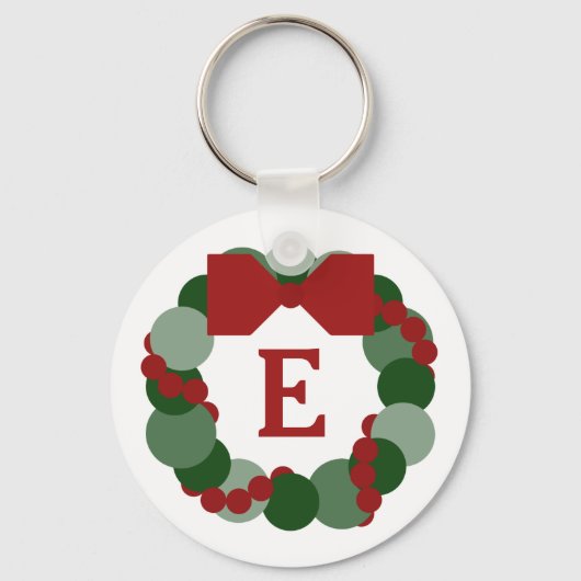 Kerstmis met aangepaste monogram Sleutelhanger (Voorkant)