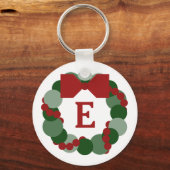 Kerstmis met aangepaste monogram Sleutelhanger (Voorkant)