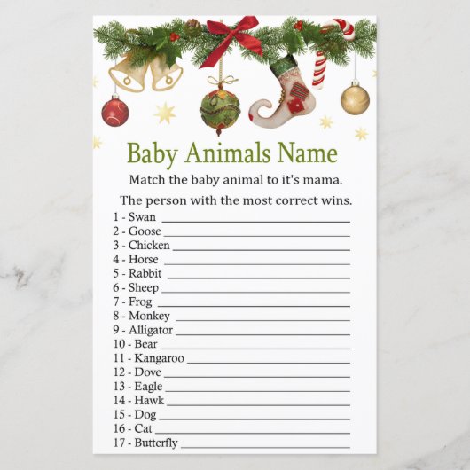 kerstmis met Baby Animals Name Game (Voorkant)