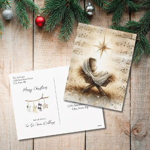 Kerstmis met Baby Jezus Watercolor Feestdagenkaart