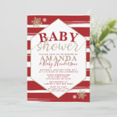 Kerstmis met Baby shower uitnodiging (Staand voorkant)