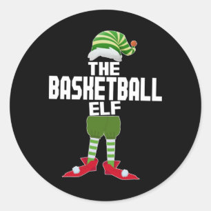 Kerstmis met Basketball Elf Matching Family Ronde Sticker
