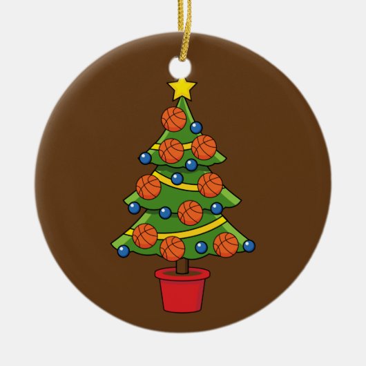 Kerstmis met Basketball Keramisch Ornament (Voorkant)