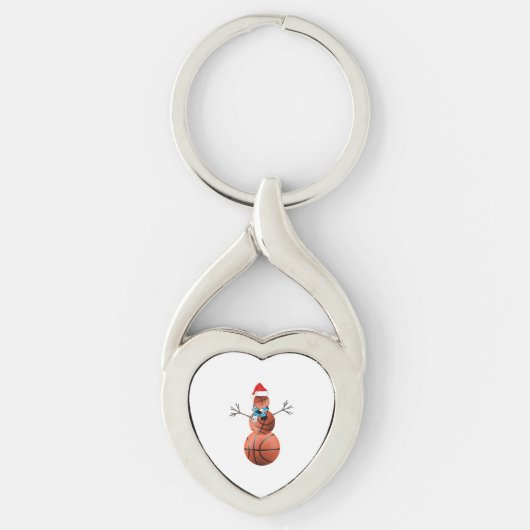 Kerstmis met Basketball Snowman Sleutelhanger (Voorkant)