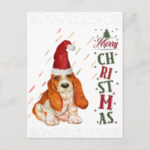 Kerstmis met Bassett Hound Cute Dog Briefkaart
