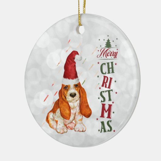 Kerstmis met Bassett Hound Cute Dog Keramisch Ornament (Links)
