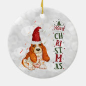 Kerstmis met Bassett Hound Cute Dog Keramisch Ornament (Achterkant)