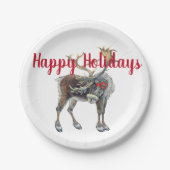 Kerstmis met  begroeting papieren bordje (Voorkant)