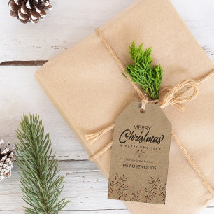 Kerstmis met besjes gepersonaliseerd cadeaulabel