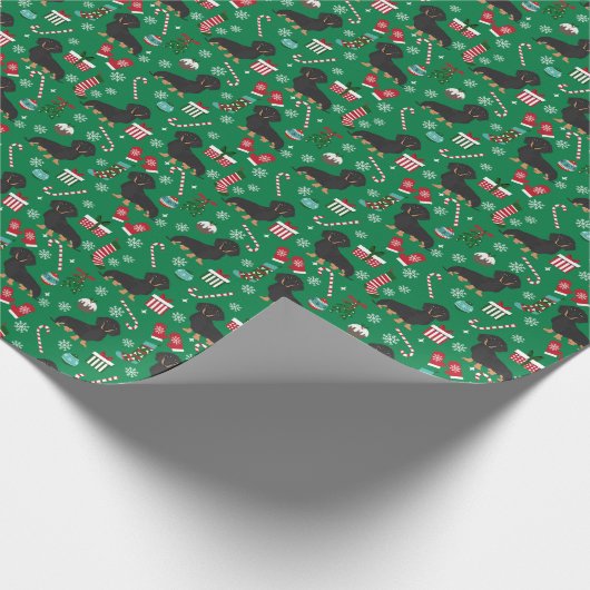 Kerstmis met Black and Tan Dachshund Cadeaupapier (Hoek)