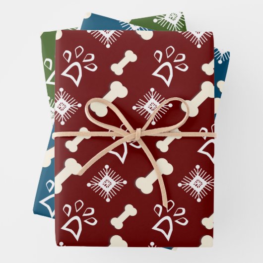 Kerstmis met bonenbont en snowflake inpakpapier vel (In situ)