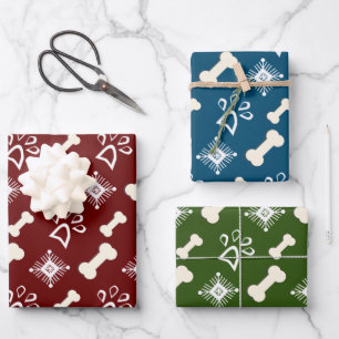 Kerstmis met bonenbont en snowflake inpakpapier vel