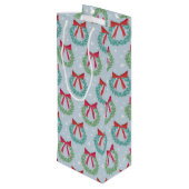 Kerstmis met botwedstrijken geïnspireerd wijn cadeautas (Achterkant Gekanteld)