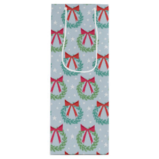 Kerstmis met botwedstrijken geïnspireerd wijn cadeautas