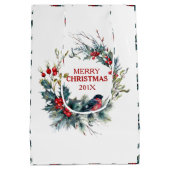 Kerstmis met Bullfinch en kerstfeestmaal Medium Cadeauzakje (Achterkant)