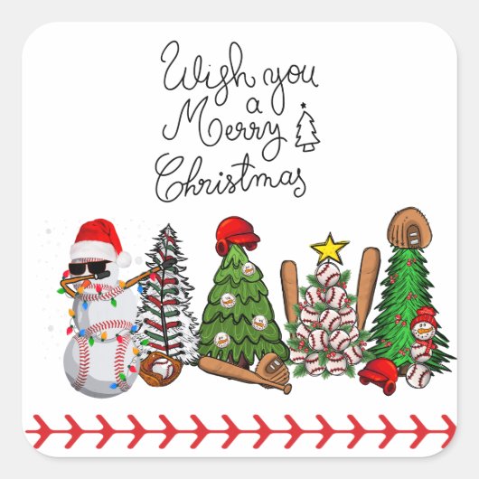 Kerstmis met cadeaus en bal vierkante sticker (Voorkant)