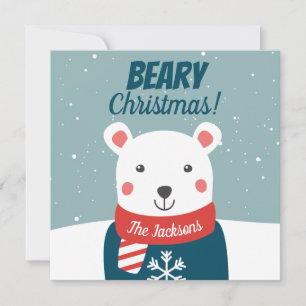 Kerstmis met cartoon ijsbeer kaart