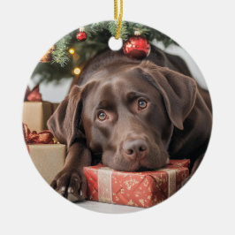 Kerstmis met chocolade Lab Keramisch Ornament