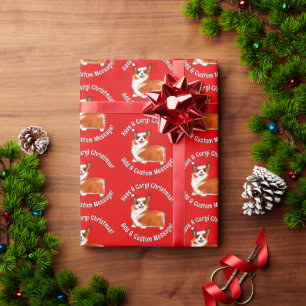 Kerstmis met Corgi Dog met Santa Hat Cadeaupapier