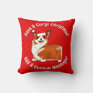 Kerstmis met Corgi Dog met Santa Hat Kussen