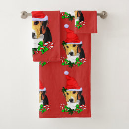 Kerstmis met Cute Beagle Bad Handdoek